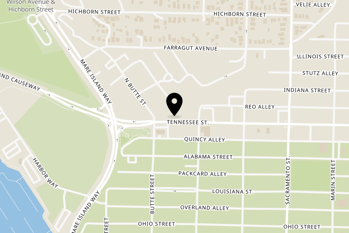Map showing the location of Five Star Chicken Vallejo Five Star Chicken on 24 Tennessee St in Vallejo